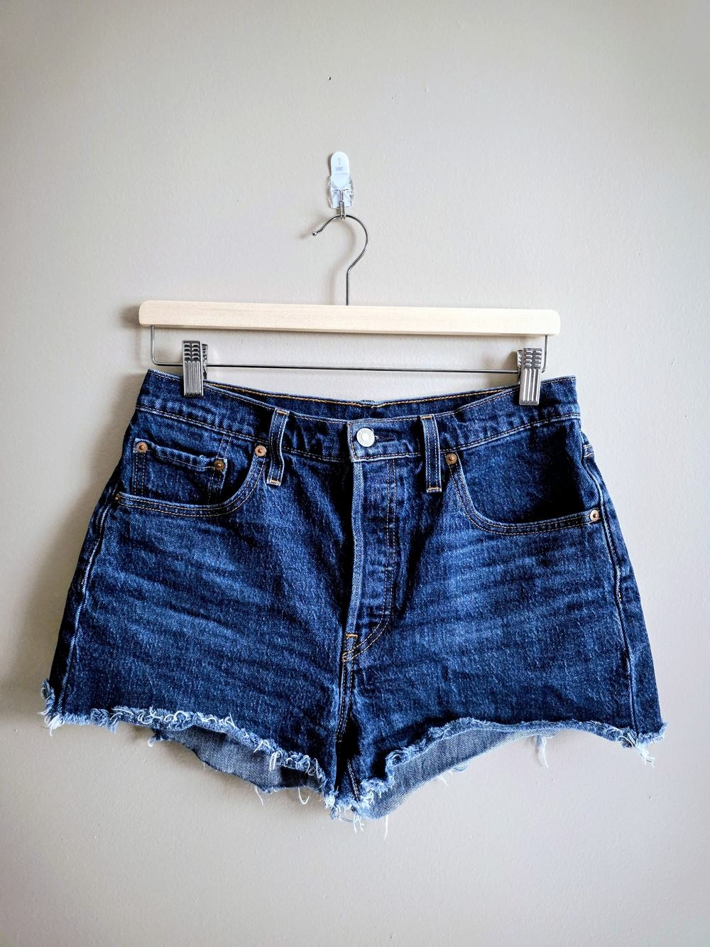 Levi's Dark Blue Denim Cutoff Shorts